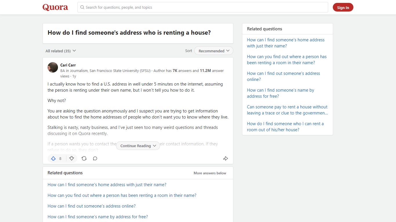 How to find someone's address who is renting a house - Quora